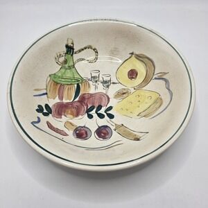 Vintage Hand Painted Fruit Pasta Salad Bowl Italian Style Dinner Bowl